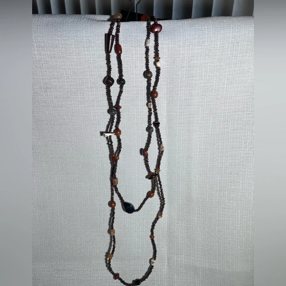 NECKLACE or BRACELET HAND CRAFTED Continuous Beaded Strand Earthy Toned Shells